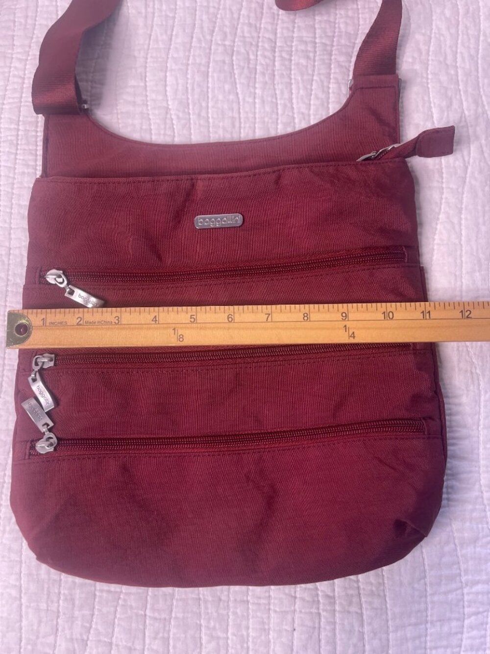 Baggallini Crossbody Bags Black & Burgundy Nylon Adjustable Straps Travel - Picture 9 of 10